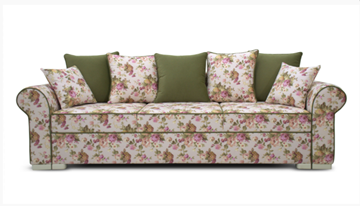 Прямой диван Ameli (Arcadia rose+shaggy green+glance bone) в Пензе