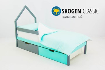 Кровать-домик детская мини Skogen графит-мятный в Пензе