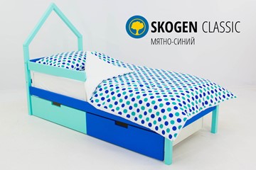 Кровать-домик детская мини Skogen мятно-синий в Пензе