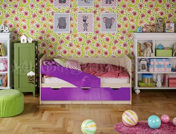 Кроватка Бабочки 800*1600, Фиолетовый глянец в Пензе