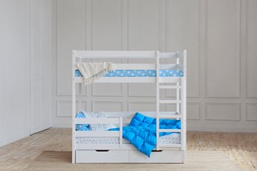 Двухэтажная кровать без крыши с ящиками, цвет белый в Пензе