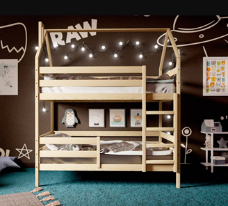 Детская двухэтажная кровать Домик, без покраски в Пензе