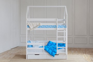 Детская 2-этажная кровать Домик с ящиками, цвет белый в Пензе