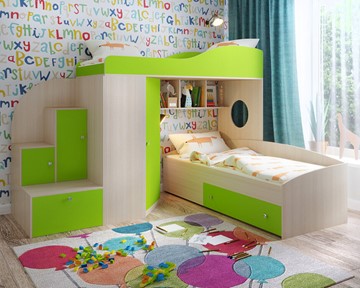 Детская кровать-шкаф Кадет-2, корпус Дуб, фасад Лайм в Пензе