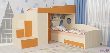 Детская кровать-шкаф Кадет-2, корпус Дуб, фасад Оранжевый в Пензе