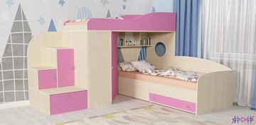 Детская кровать-шкаф Кадет-2, корпус Дуб, фасад Розовый в Пензе