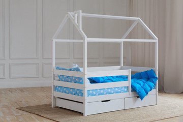 Кровать односпальная детская Домик с ящиками, цвет белый в Пензе
