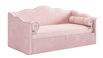 Кровать в детскую с подъемным механизмом Лея (Софа) 90х200 (нежно-розовый (велюр)/галька (велюр)) в Пензе
