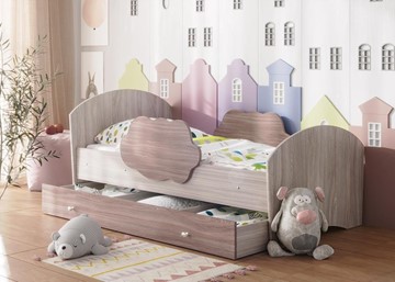 1-спальная детская кровать Тучка с ящиком, корпус Ясень Шимо светлый, фасад Ясень Шимо темный в Пензе