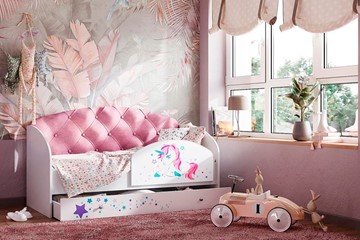 Детская кровать односпальная Звездочка с бортиком, Розовый в Пензе