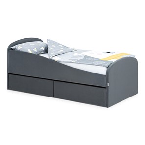 Мягкая кровать с ящиками Letmo 190х80 графит (велюр) в Пензе