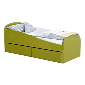 Мягкая кровать с ящиками Letmo 190х80 оливковый (велюр) в Пензе