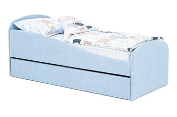 Кровать в детскую с ящиком Letmo небесный (рогожка) в Пензе