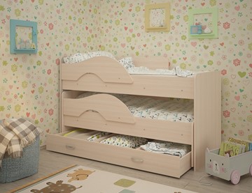 Детская кровать для девочки Радуга 1.6 с ящиком, цвет Млечный дуб в Пензе