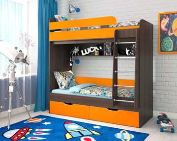 Детская 2-ярусная кровать Ярофф Юниор-5, каркас Бодего, фасад Оранжевый в Пензе