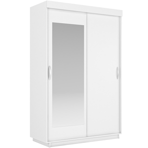 Шкаф 2-х дверный Лайт (ДСП/Зеркало) 800х595х2120, Белый Снег в Пензе
