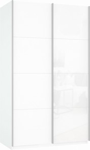 Шкаф 2-дверный Прайм (ДСП/Белое стекло) 1600x570x2300, белый снег в Пензе