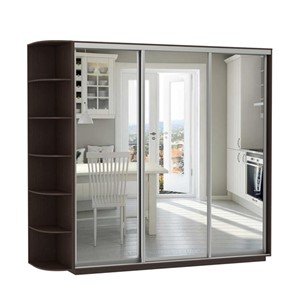 Шкаф 3-дверный Экспресс (3 зеркала), со стеллажом 2400х600х2400, венге в Пензе