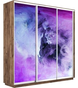 Шкаф 3-створчатый Экспресс 2400х600х2200, Фиолетовый дым/дуб табачный в Пензе