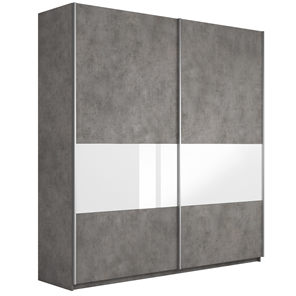 Шкаф 2-створчатый Широкий Прайм (ДСП / Белое стекло) 2200x570x2300, Бетон в Пензе