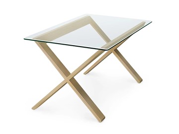 Стеклянный столик Оникс-11, Натуральный массив/Прозрачное стекло в Пензе