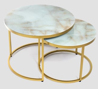 Стеклянный столик Дуэт, столешница в стекле опоры золото в Пензе