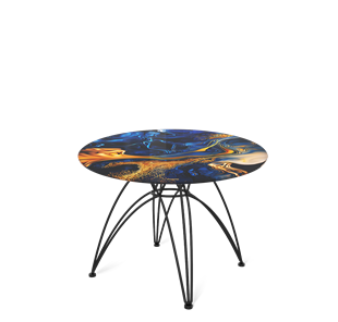 Круглый столик SHT-S112 / SHT-TT32 60 стекло/МДФ (синий сапфир/черный муар) в Пензе