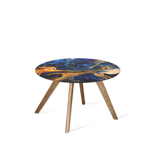 Круглый столик SHT-S39 / SHT-TT32 60 стекло/МДФ (синий сапфир/брашированный коричневый) в Пензе