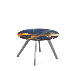 Круглый столик SHT-S39 / SHT-TT32 60 стекло/МДФ (синий сапфир/серый) в Пензе
