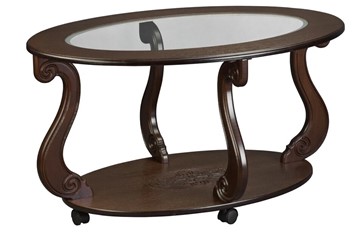 Стеклянный столик Овация-С, на колесах, темно-коричневый в Пензе