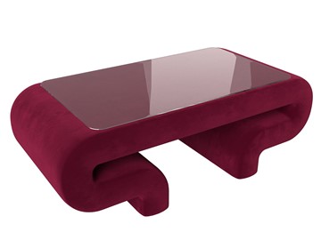 Стеклянный столик Волна, бордовый (микровельвет) в Пензе