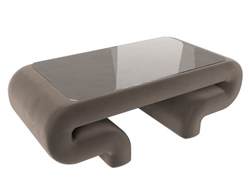 Стеклянный столик Волна, коричневый (велюр) в Пензе