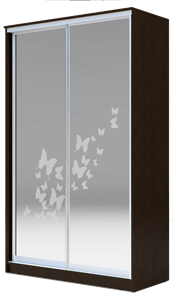 Шкаф двухстворчатый 2400х1362х620 два зеркала, "Бабочки" ХИТ 24-14-66-05 Венге Аруба в Пензе