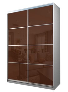 Шкаф 2-х дверный MAX МШ-23-6-16-22, Профиль Серебро/Цвет Белый/Oracal Шоколад в Пензе
