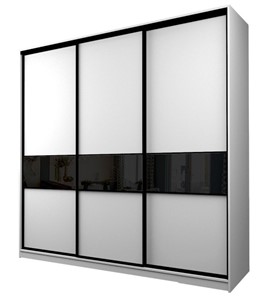 Шкаф 3-х дверный MAX МШ-25-6-24-999, Профиль Черный/Цвет Белый/Oraclal Черный в Пензе