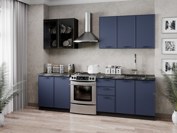 Прямой кухонный гарнитур 2600 Индиго, Черный/Темно-синий в Пензе