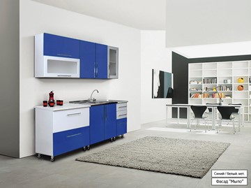 Кухня прямая Мыло 224 2000х718, цвет Синий/Белый металлик в Пензе