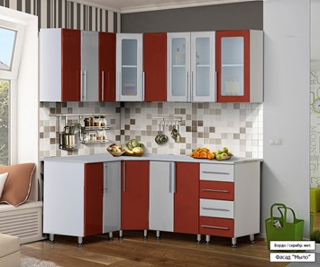 Модульная кухня Мыло 224 1800х1400, цвет Бордо/Серебристый металлик в Пензе