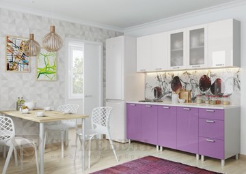Кухонный гарнитур угловой Модерн, белый глянец/фиолетовый металлик в Пензе