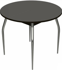 Кухонный стол раздвижной Ривьера исп. круг хром №5 (стекло коричневое/венге) в Пензе