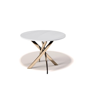 Круглый стол на кухню Kenner R1000 (Золото/Стекло белое глянец) в Пензе