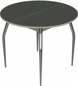 Кухонный раскладной стол Ривьера исп. круг хром №5 (стекло черное/белый) в Пензе