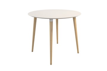 Кухонный круглый стол Сканди 2, белый/светлый лак в Пензе
