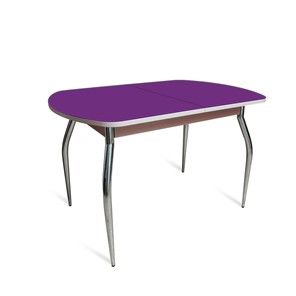 Кухонный раскладной стол ПГ-02 СТ2, дуб молочный/фиолетовое стекло/35 хром гнутые металл в Пензе
