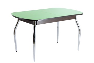 Кухонный стол раскладной ПГ мини СТ2 венге/фисташка стекло/хром фигурные в Пензе