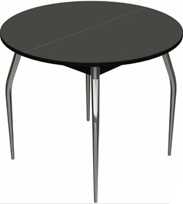 Круглый кухонный стол Ривьера исп. круг хром №5 (стекло черное/черный) в Пензе