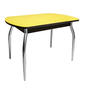Раздвижной стол ПГ-01 СТ2, венге/желтое стекло/35 хром гнутые металл в Пензе