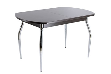 Кухонный овальный стол ПГ-07 СТ1 венге/черное стекло/хром фигурные в Пензе