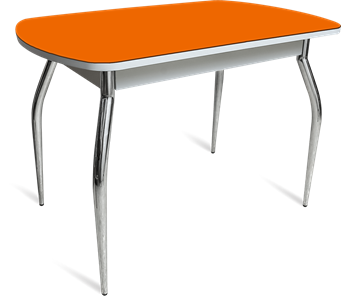 Стеклянный кухонный стол ПГ-04 СТ белое/оранжевое/хром фигурные в Пензе