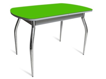 Стол обеденный ПГ-04 СТ белое/зеленое стекло/хром фигурные в Пензе